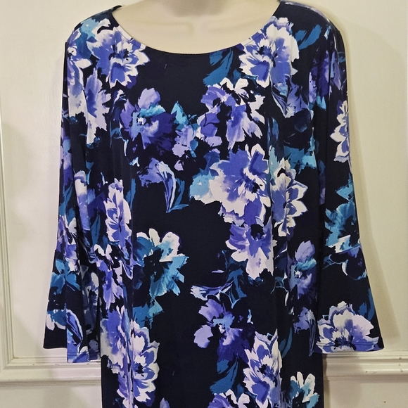 ROZ & Ali Navy Blue Multi-Color Floral Midi Dress, X-Large - Picture 9 of 16